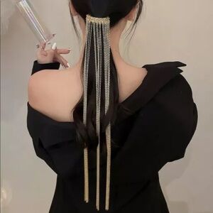 Women gold color tassel Long fashion accessories hair pin